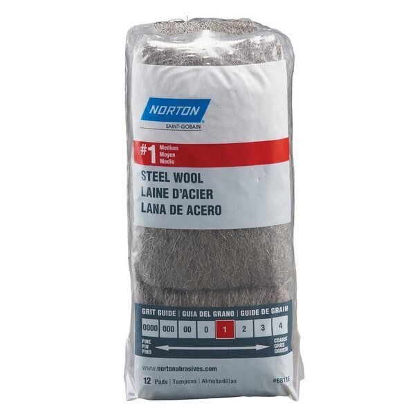 Steel Wool 1 Med 12Pk, Norton Abrasives, Mfr#: 07660768116